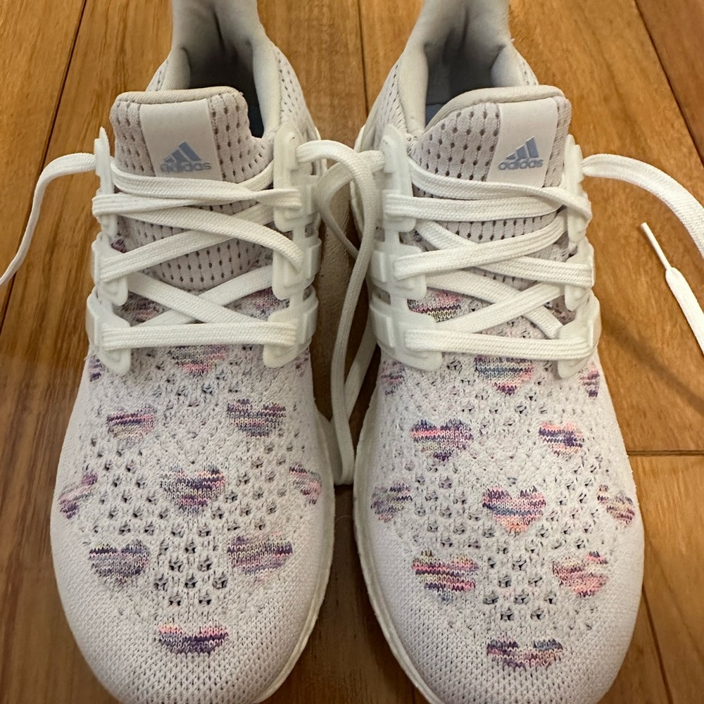 Adidas Ultraboost White and Pink Heart Sneakers limited edition